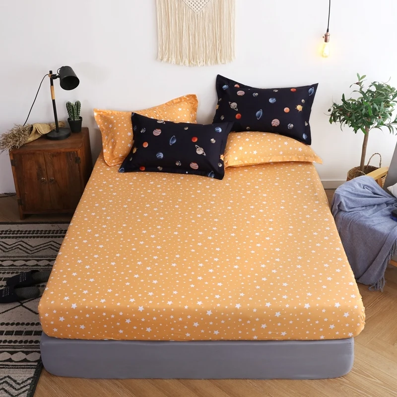 

Yaapeet Printing Fitted Sheet Mattress Cover Four Corners with Elastic Band Bed Sheet Queen Size Bed Sheets No pillowcase