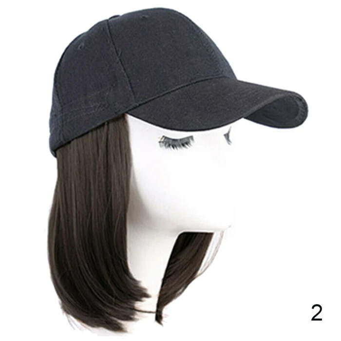 2-в-1 Бейсбол шапка с париком покрой Боб волос Syntheitic шапочка для волос для Для женщин летом-ОПК