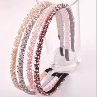 Elegant Lady Temperament Wild Handmade Beaded Double Row Crystal Headband 2 Headwear |