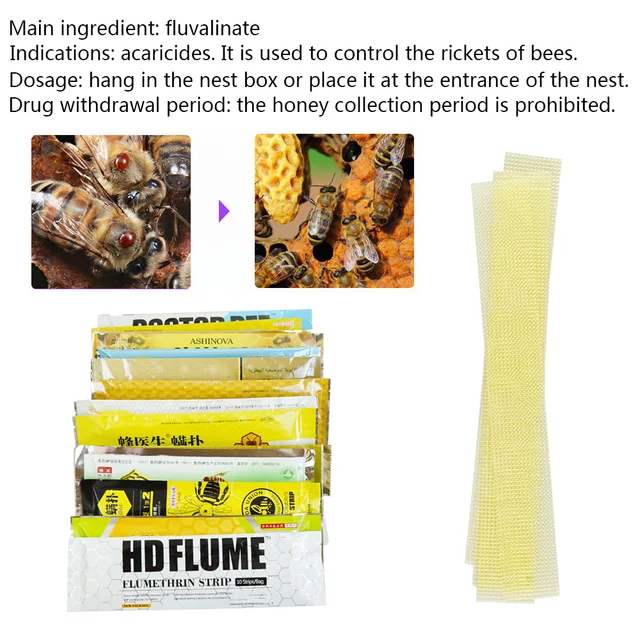 Flualvalinate Strips Hatalmas Varroa Atkás Gyógyszer Magas Kártevőirtó -Ellenes Acarid Méhészeti Tabletták - Image 5