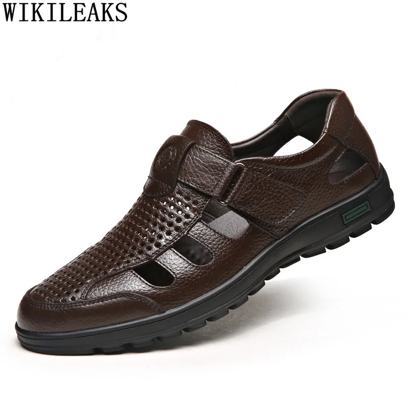 

Brown Leather Casual Shoes Men Luxury Designer Shoes Black Summer Shoes Man 2022 Summer Beach Sandals for Men Outdoor Chaussures