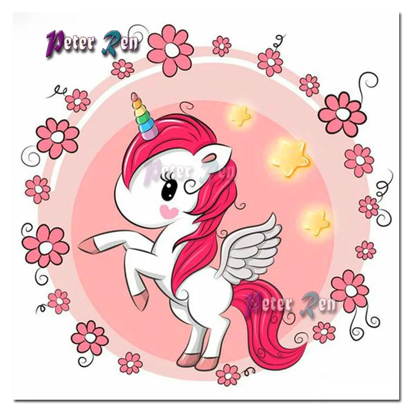 

5d Diamond Painting cartoon animals Cross Stitch Unicorn round wreath Square\Round Embroidery Picture Rhinestone Children gift