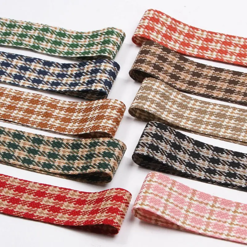 10 야드 25MM 38MM Houndstooth 겨울 패브릭 핑크 격자 리본 머리 활 DIY 공예 웨딩 장식 수제 YM 2021112601