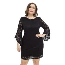 

Plus Size Women Dress New European and American Large Size Lace Mature Style Elegant Graceful Sister Sexy Slim Female New Dress