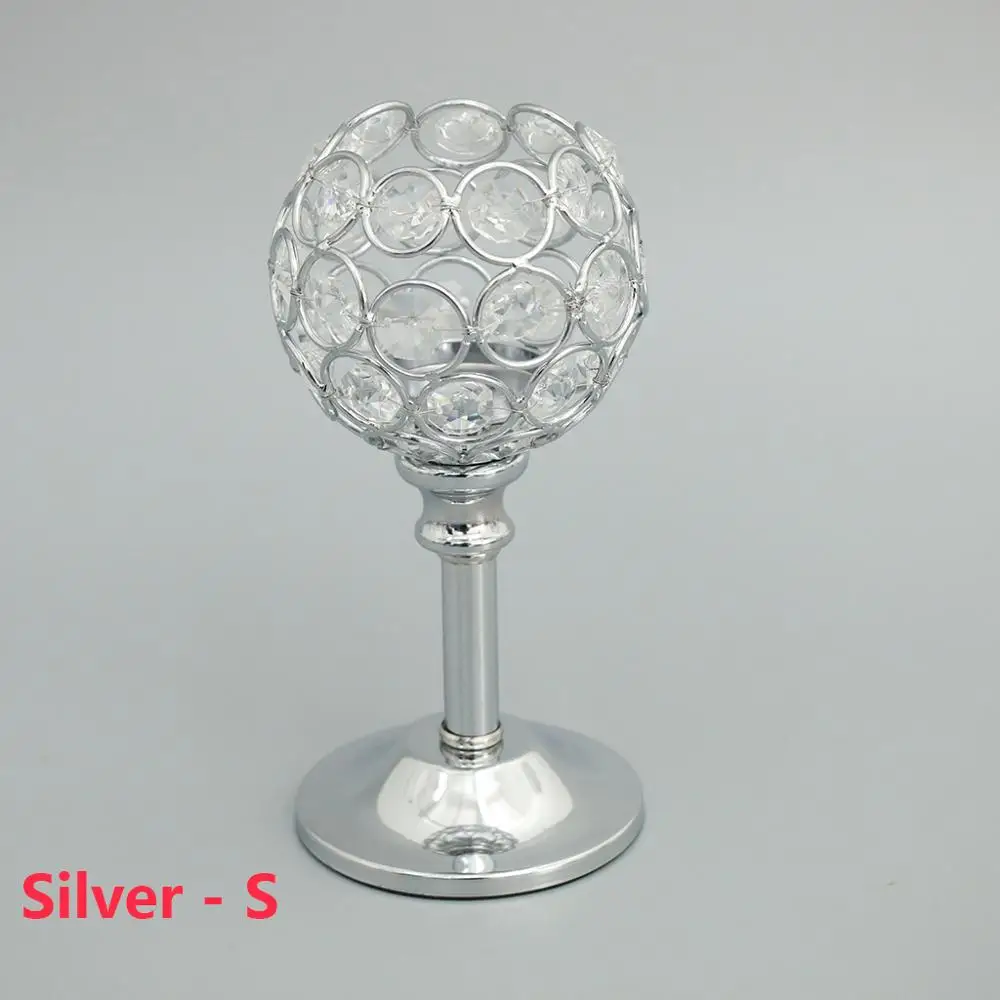 Silver - S Crystal Metal Candle Holder Candlestick Wedding Holidays Christmas Events Tabletop Decor Ornament Votive Tea Light Diamante - Цвет: Silver - S
