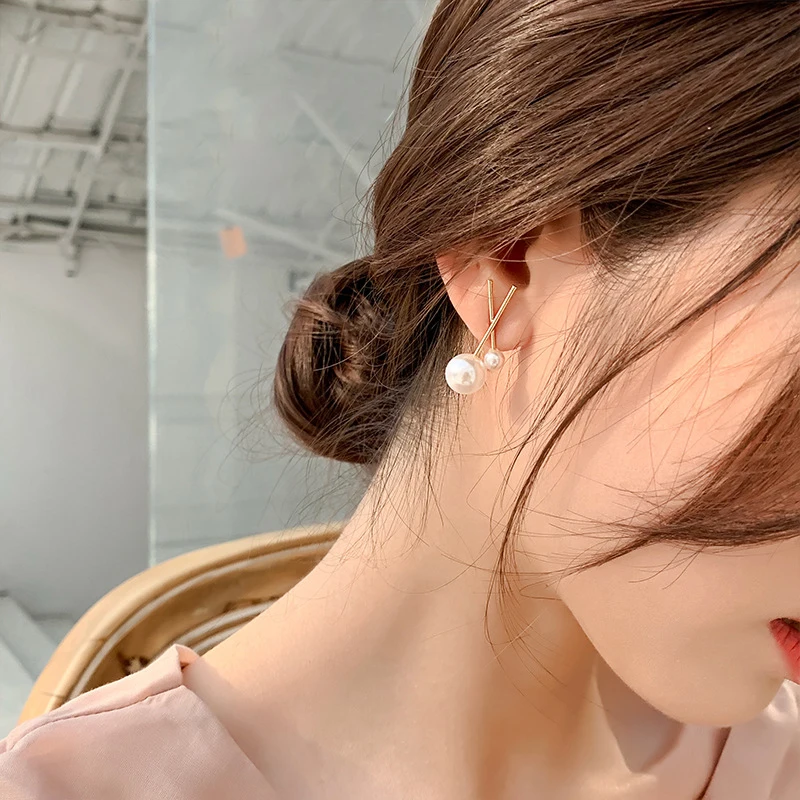 

2019 Trendy Elegant Girls Pearl Earrings Korea Style Personality Heart Shape Ear Accessories Statement Jewelry Gift For Women