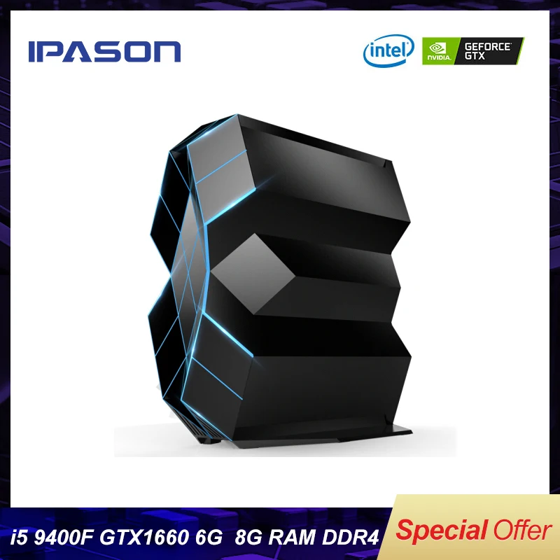 IPASON TaiDu черный кристалл игровой настольный компьютер 9th Gen i5-9400F GTX1660-6G DDR4 8G 500GNVME SSD 30 дюймов 200 Гц полный комплект