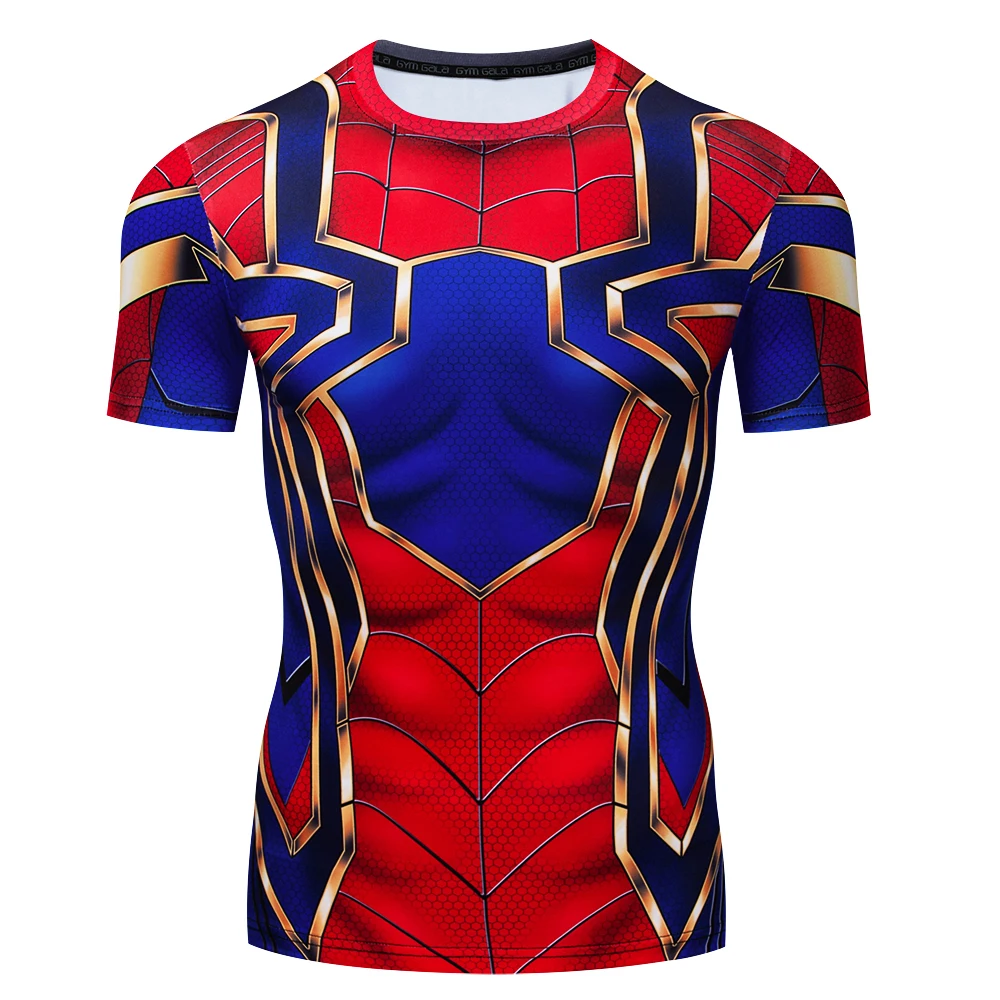 Детская футболка с объемным рисунком супергероя; спортивная футболка; коллекция года; модные обтягивающие топы с короткими рукавами с Суперменом, капитаном, человеком-пауком; футболка для мальчиков - Цвет: 044
