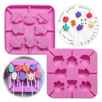 

Panda Cartoon Lollipop Silicone Reusable Round Candy Mold Chocolate Decoration Mold Candy Pastry Baking Tool Kitchen Accessories