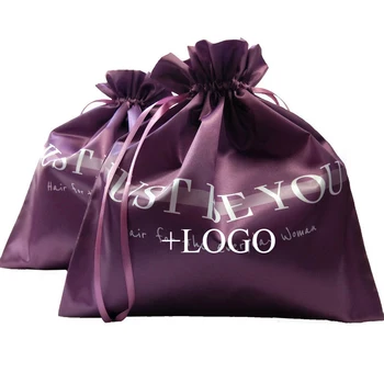 

50PCS Luxury Makeup Satin Fabric Bag Custom Print Logo Shopping Gift Bag Hair Extensions/Wigs/Studio/Cosmetic Packaging Pouch