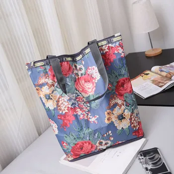 

Floral Printed Canvas Tote Shopping Bags Large Capacity Canvas Beach Flower Bag Handbags chain Shoulder Large Capacity Bags