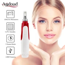 12 Pins Needles Tips Micro Needle Therapy Pen Professional Acne Scar Blackhead Remover Wrinkle Beauty Skin Care Apparatus 5 Mode