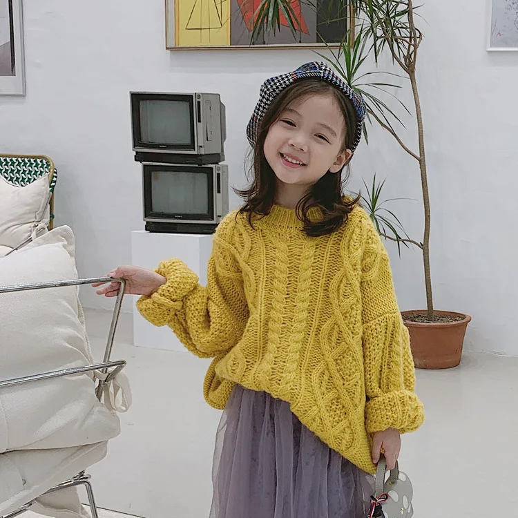 

2019 autumn and winter new products thick-and-white lazy sweaters baby girl sweater top sweater