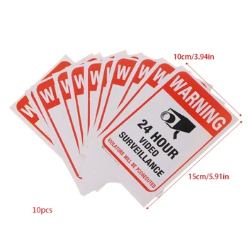 

10pcs/lot Waterproof PVC 24 HOURS CCTV Video Surveillance Security Sticker Warning Signs