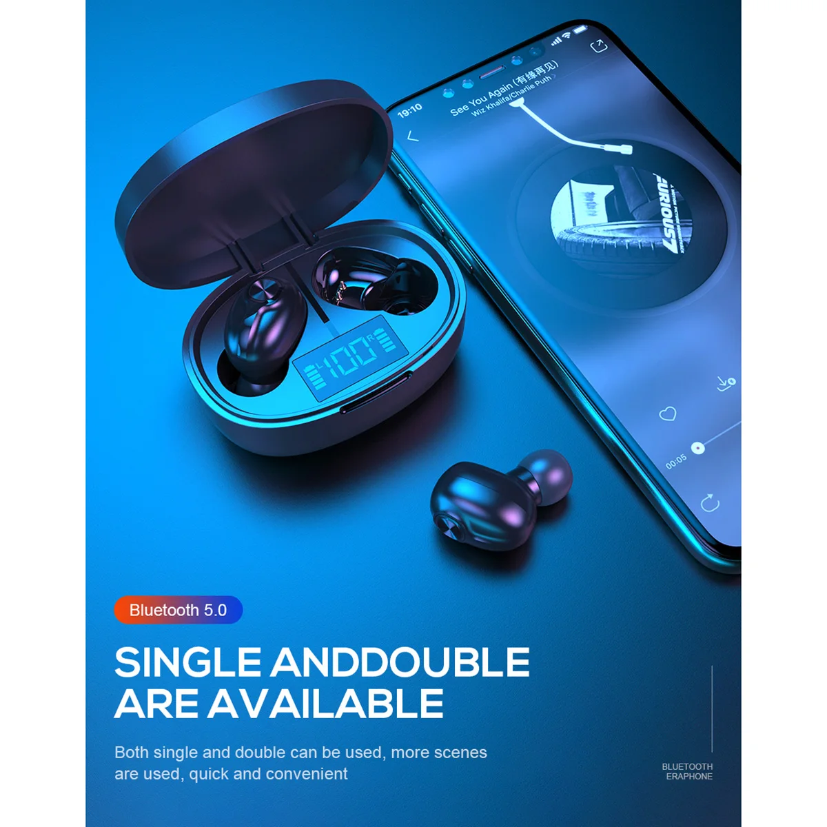 TWS Bluetooth 5 0 Headset Wireless Earbuds In Ear LED Display Fingerprint Touch Hifi Stereo Sport Earphone With Microphone