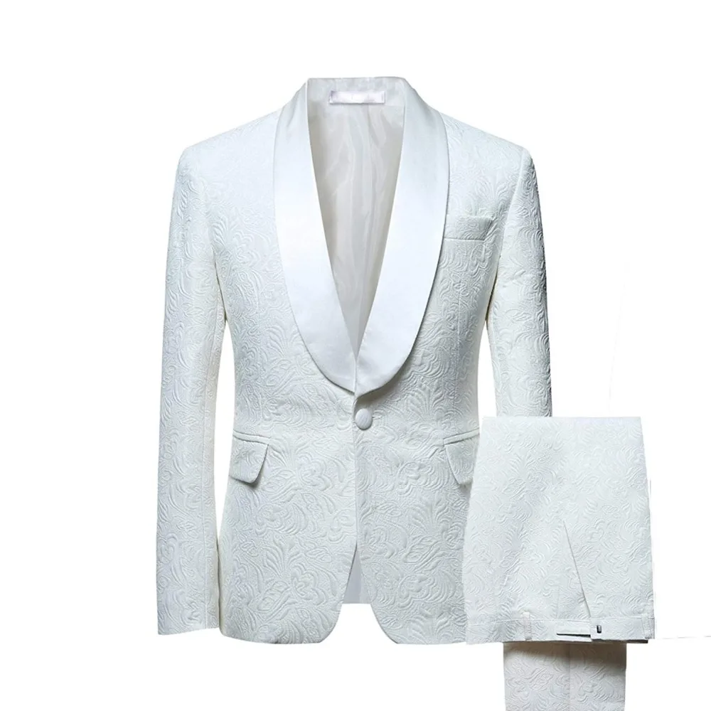 TPSAADE Mens Suits Shawl Collar 2 Pieces Slim Fit Suit Mens Groom Jacket Tuxedos for Wedding Dress Evening(Blazer+Pants+Tie