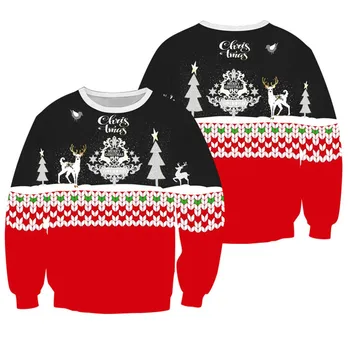 

Unisex 3D Printed Christmas Pullover Long Sleeve O-neck Sweatshirt Tops Blouse fashion Leisure Solid color style Work clothes
