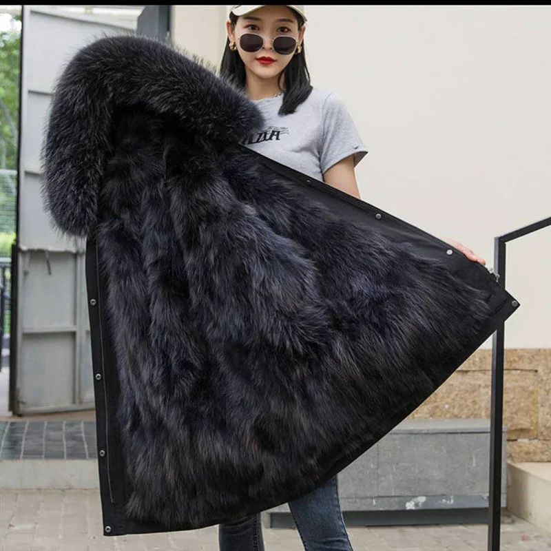 Women's plus size parka coat pregnant women winter fur long coat fox fur trench hooded pregnant women thick warm jacket