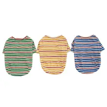 Осенне-зимнее теплое пальто для собак, полосатые жилетки для домашних животных, пальто, рубашки с круглым вырезом, куртки