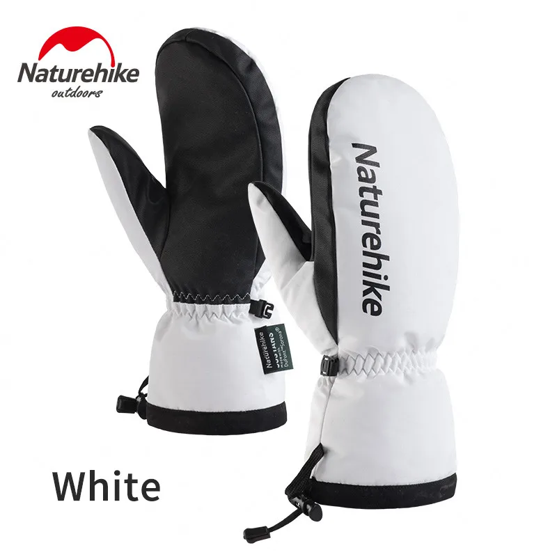White Naturehike GL08 теплые лыжные перчатки мужские и женские перчатки для сноуборда зимние уличные водонепроницаемые бархатные толстые перчатки - Цвет: White