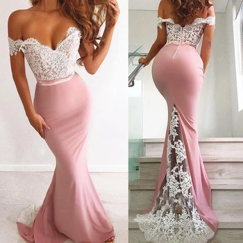 

Booma Elegant Satin Mermaid Evening Dresses for Women 2019 Sexy Open Back Formal Party Dress Prom Gowns Custom made Plus Size