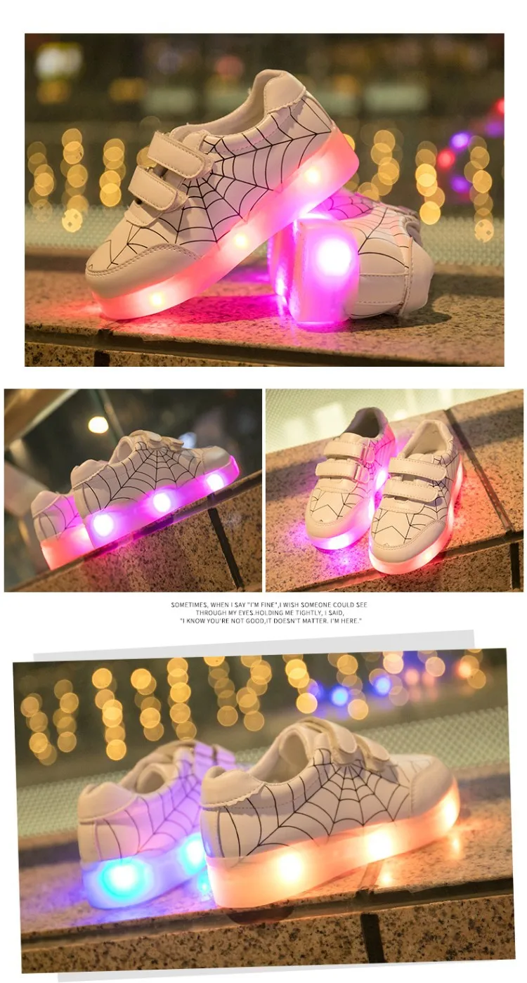 Size 25-35 LED Shoes for Kids Girls Boys USB Charge Glowing Lighted Shoes Kids Shoes with Lights Luminous Sneakers for Children