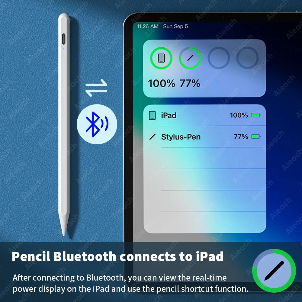 Para Apple Pencil 2 Aieach 23th Gen iPad Pencil para Apple Pencil para iPad  2022 2021 2020 2019 2018 Air 5 Bluetooth Stylus Pen