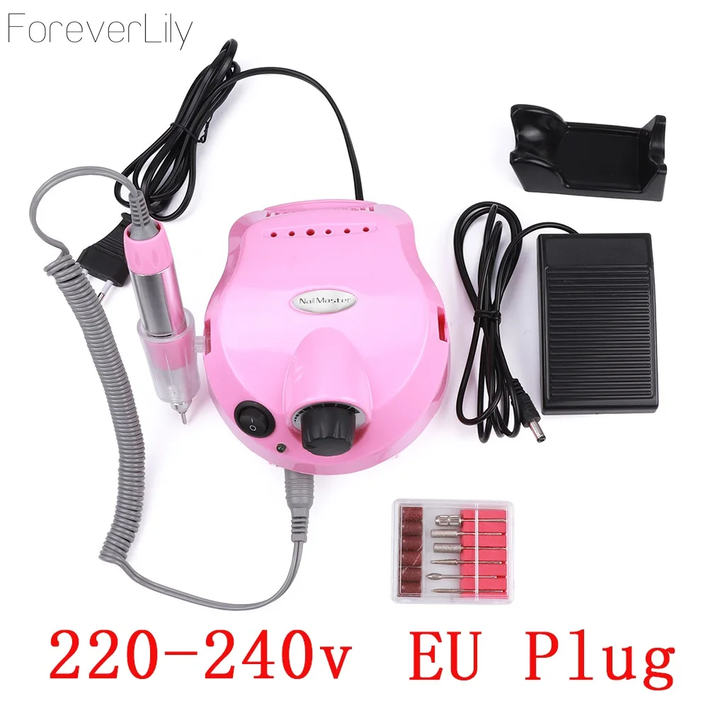 35000 об/мин, розовый 30 Вт, профессиональная электрическая пилка для ногтей, оборудование для педикюра, маникюрный аппарат, набор инструментов для дизайна ногтей с резцом - Цвет: Pink EU Plug