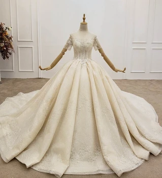 شراءPrincesse De Luxe 2020 فستان زفاف فاخر مطرز بالخرز كريستال الخصر من الدانتيل فساتين الزفاف للتسوق عبر الإنترنت