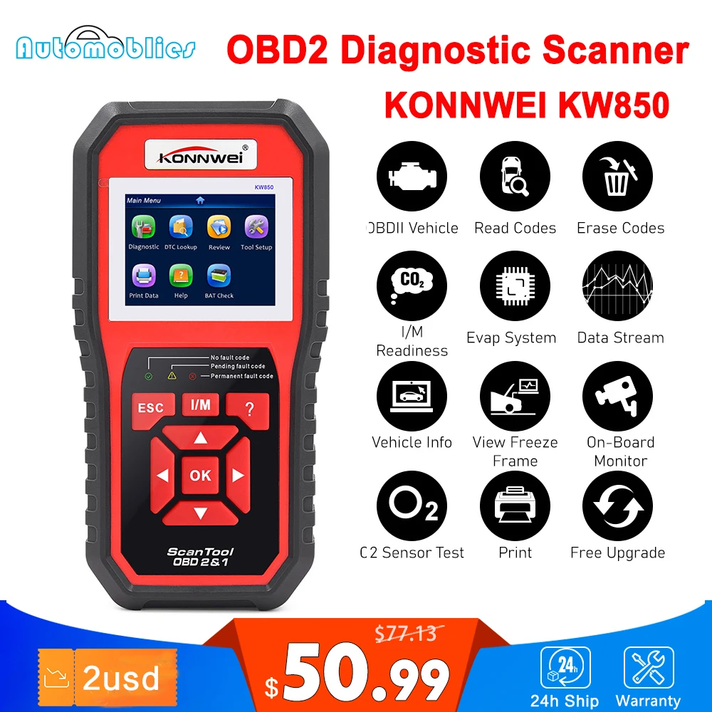 Автомобильный диагностический сканер KONNWEI KW850 OBD2 инструменты для проверки