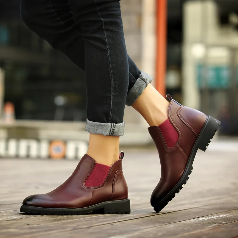 

Fashion Leisure Men Boots Ankle Pointed Toe Sewing Punk Motorcycle Boots Winter Casual Solid Lace up Outdoor Shoes