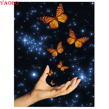 

Full Square round Diamond embroidery Butterfly with hand Diamond mosaic icons 5D DIY Diamond painting Cross stitch Needlework