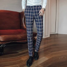 Осень и зима новые мужские костюмные брюки многоцветные выбор бизнес Банкетный Мужской платье брюки Размер 29 30 36 38 40 мужские клетчатые брюки