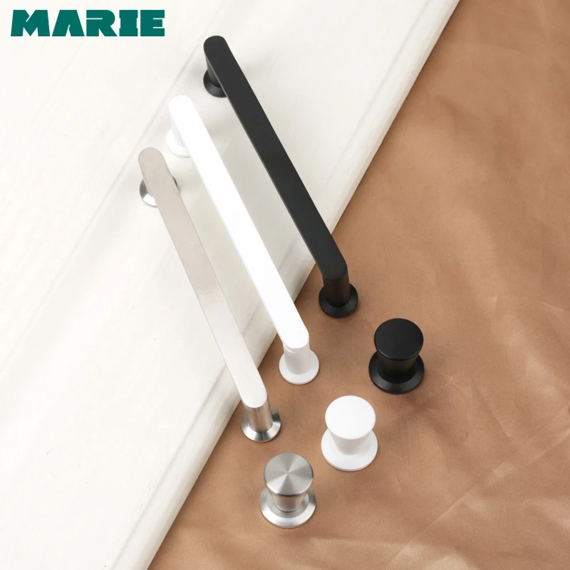 MARIE hardware ручки из нержавеющей стали в современном стиле черные белые серебряные