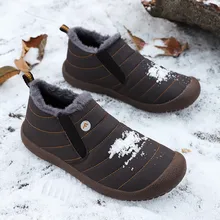 Модная Мужская бархатная обувь с теплым мехом и плюшевой стелькой; однотонная уличная дышащая Спортивная обувь; водонепроницаемые зимние хлопковые ботинки