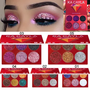 

6 Colors Diamond Sequins Eyeshadow Palette Matte Waterproof Glitter Powder Eye Makeup Long-lasting Non-fading Natural Eye Shadow