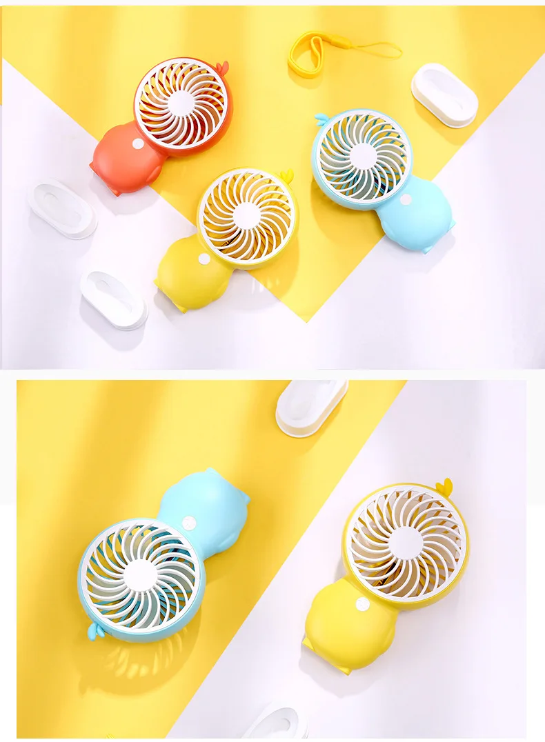 Amazon Hot Selling Yellow Duck Small Fan USB Cartoon Small Fan Variety Charging Mode Portable Fan