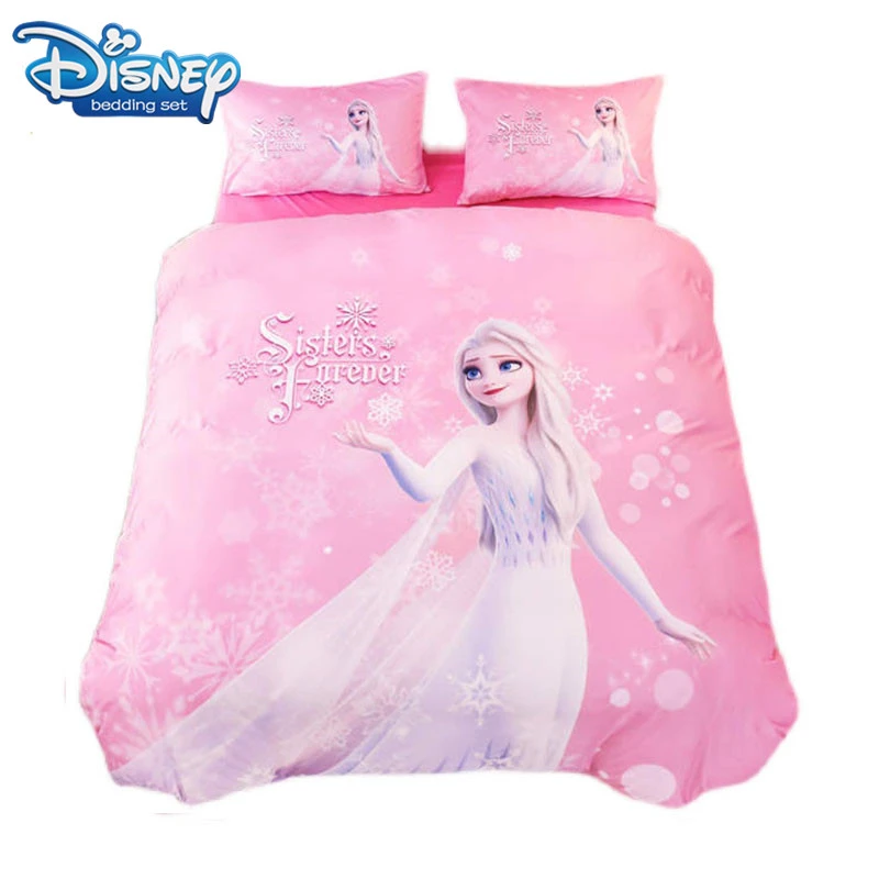 ディズニーフランネルピンクプリンセス冷凍エルザ布団寝具セット女の子のための布団カバーツイン女王ベッドカバーシーツ5個 Aliexpress Home Garden