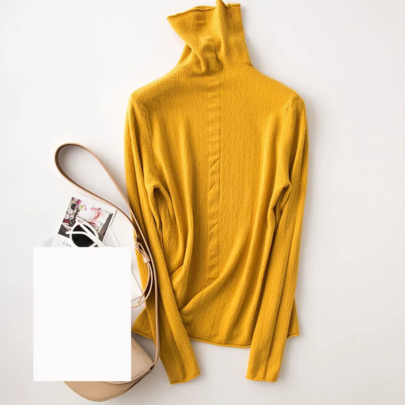 Must Have Женская водолазка из вискозы, мягкий пуловер, свитер из шерсти, зимний Однотонный женский джемпер#907 - Цвет: Turmeric