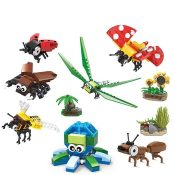 

6PCS/SET Insect Series Animal Building Blocks wrap classic city creator bricks set educational Toys for children gift