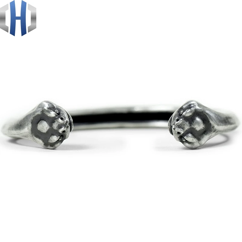 Серебряный браслет ручной работы 925 Серебряный двуглавый браслет-змейка индивидуальный браслет-змейка мужской простой серебряный браслет женский