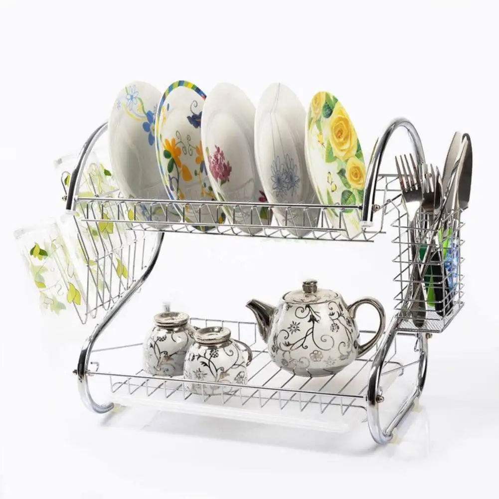 

TPFOCUS Dish Drainer Large Capacity Stainless Steel 2-Layer Dish Drainer Drying Rack for Kitchen Storage