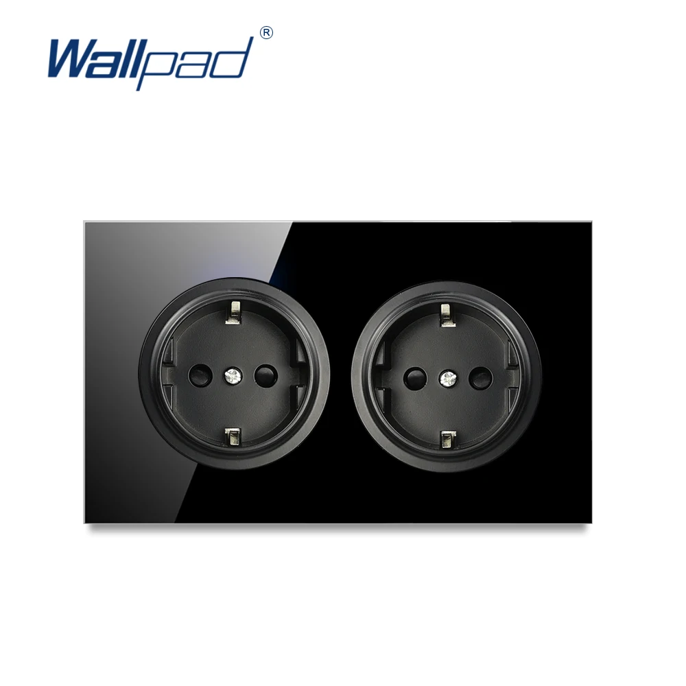 Европейская двойная электрическая настенная розетка Wallpad L6 размер 146 черная