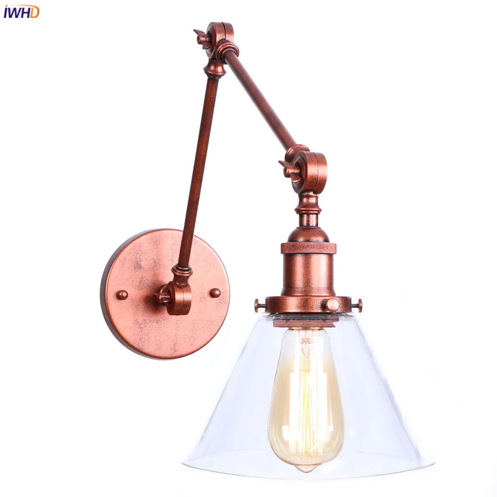 

IWHD Adjustable Long Arm Vintage Wall Lamp Bedroom Mirror Stair Light Industrial Loft Decor Retro Wall Lights Fixtures Wandlamp