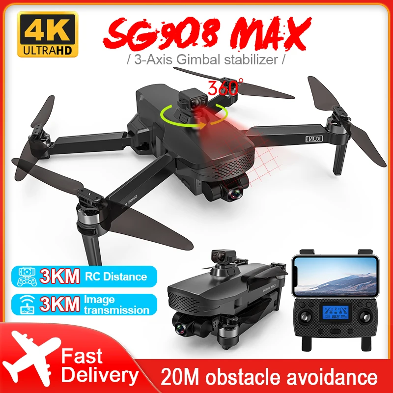 ZLL SG908 MAX Drone 4K Professional HD Camera с 2.4G WiFi Gimbal 3-Axis Избегание препятствий Dron RC Расстояние