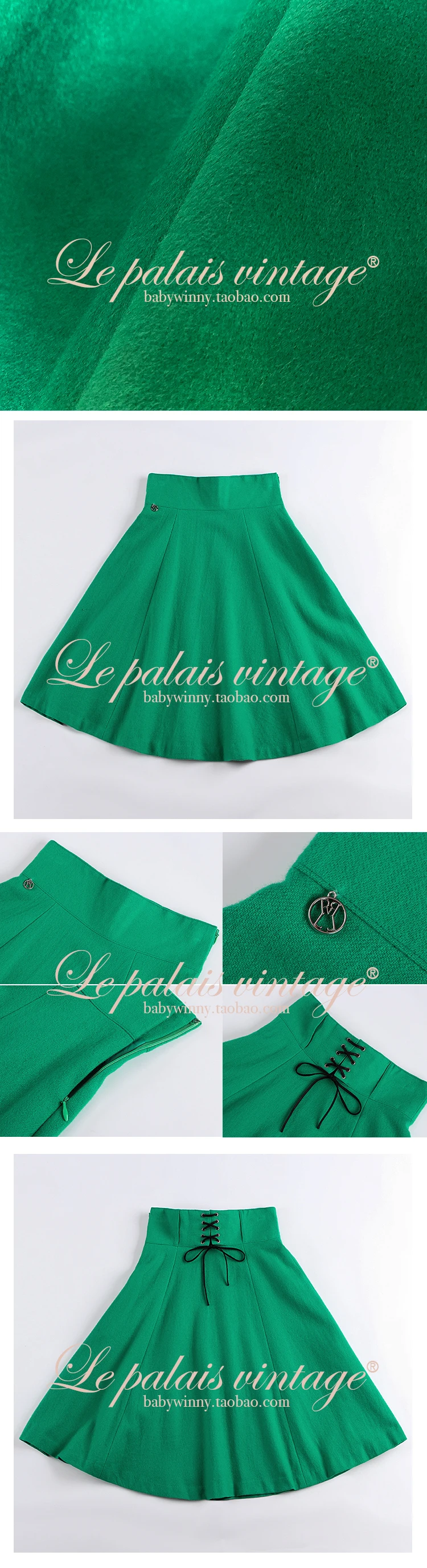 Le Palais Винтаж оригинальная винтажная кашемировая зеленая юбка с высокой талией до колена зимние плотные юбки для женщин