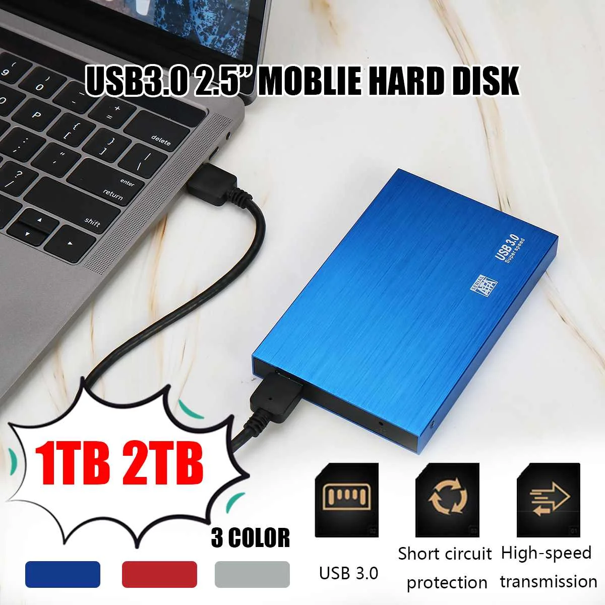 2.5 External Hard Drive 1TB 2TB Storage USB3.0 HDD Anti vibration and