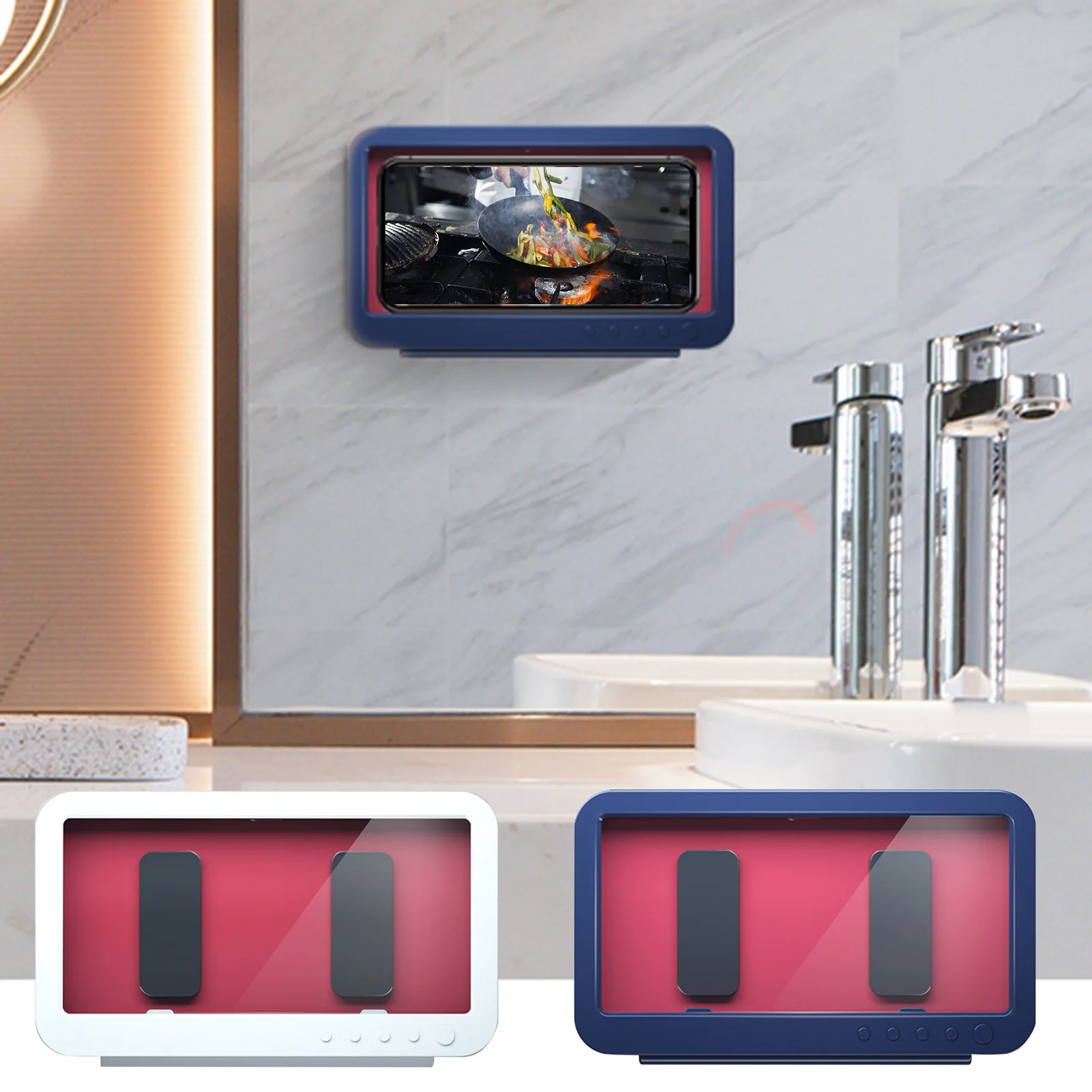 phone charging stand Rotatable Bathroom Shelf Under 7 Inches Mobile Phone Holder Wall Hanging Punchfree Toilet Shower Bath Waterproof Storage Premium phone stands