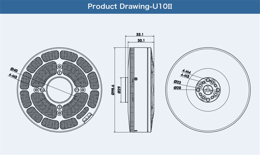 TMOTOR U10 II 100кв БПЛА высокая эффективность высокая Тяга Водонепроницаемый бесщеточный двигатель Макс. Тяга 10,6 кг поддержка FOC ESC драйвер