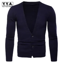Новое поступление, мужской кардиган, свитер, модный, хлопок, v-образный вырез, однотонный, длинный рукав, свитера для мужчин, Повседневный, облегающий, Вязанный свитер